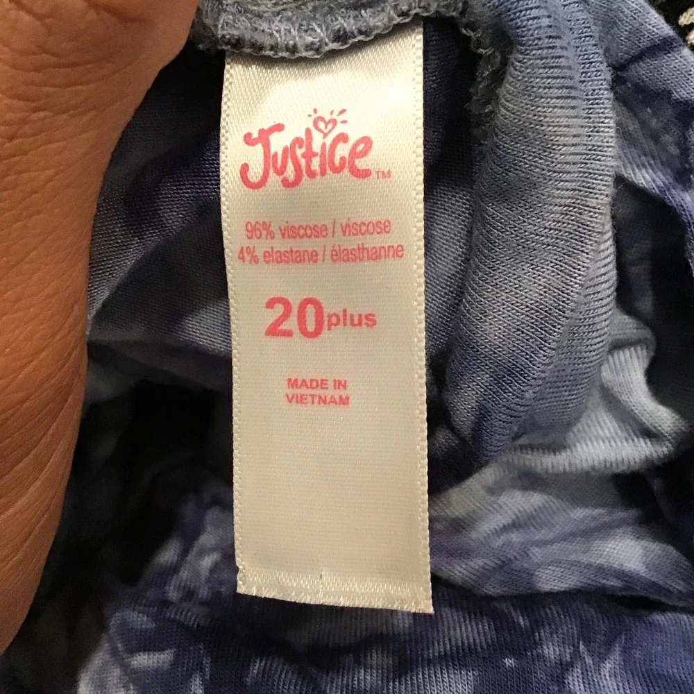 Justice‎ Girls Dress Tie Dye Size 20 Plus Blue Sleeveless Stretch Boho Mock Neck